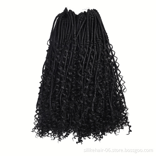 Hippie Locs  Boho Style Synthetic Braids Hair ExtensionsFaux Locs Crochet With Curly Hair 20 Inch Goddess Locs Crochet Hair